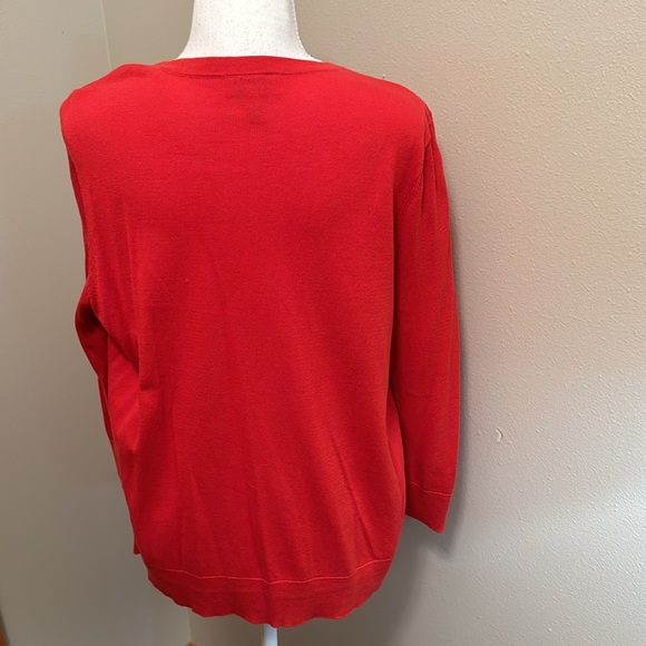 LOFT Coral Cardigan Sweater 3/4 sleeve Large - Picture 4 of 5